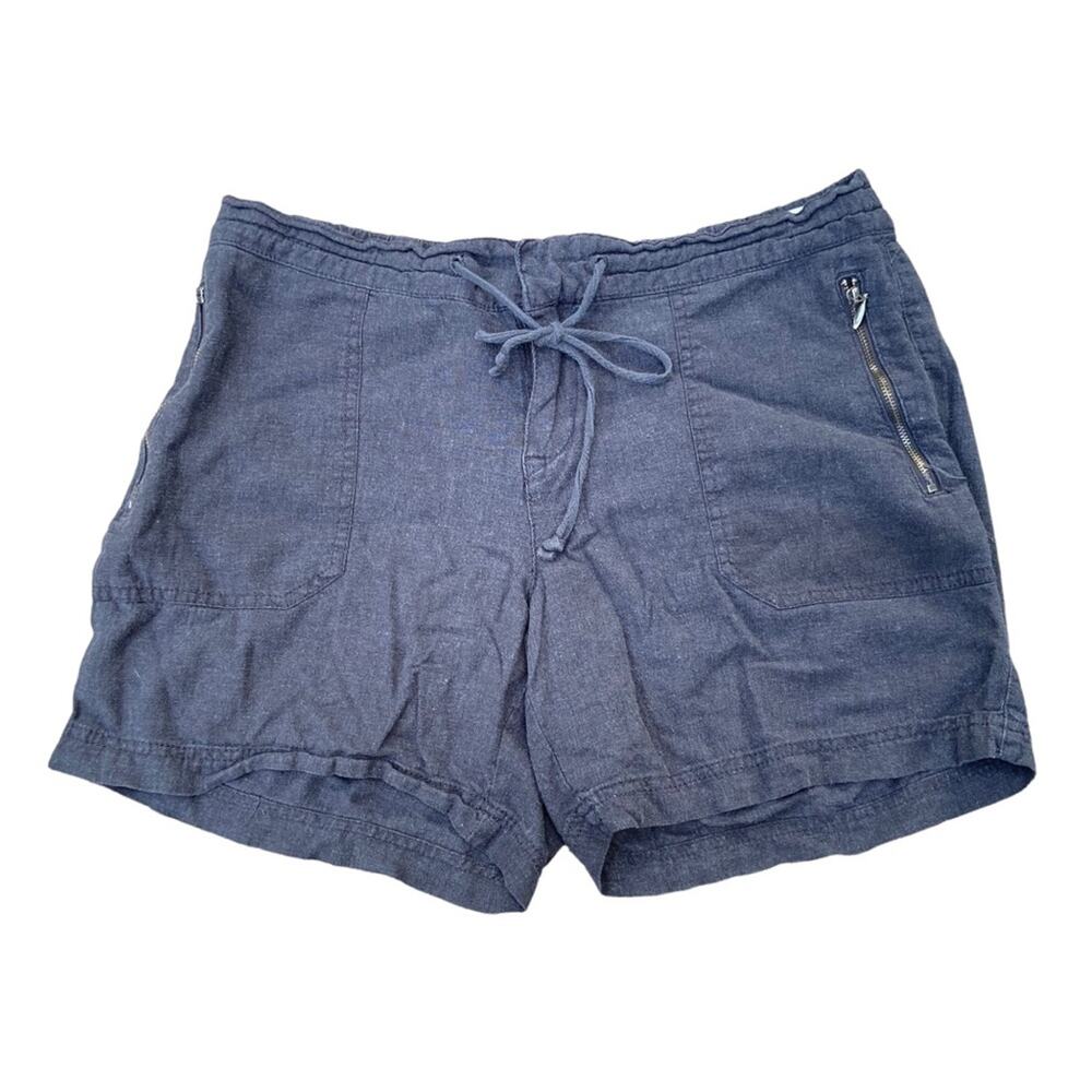 Supplies Heathered Grey Linen Blend Shorts Zipper Pockets Elastic Waist Size 10